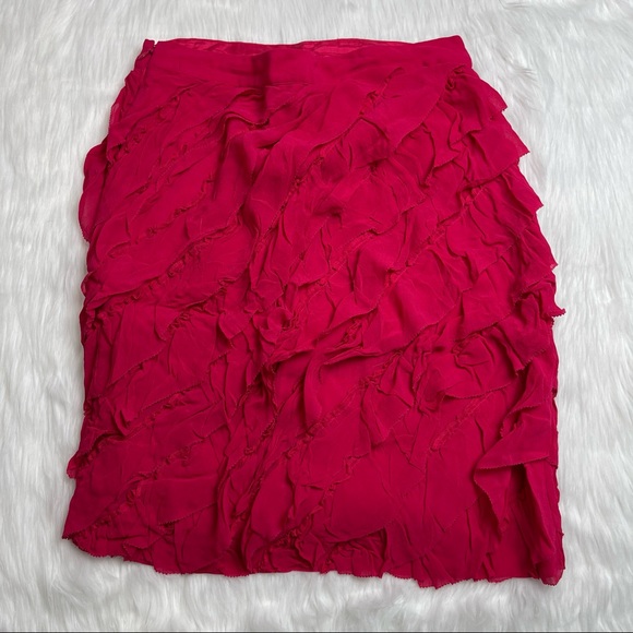 NWT Anthropologie Odille Hot Pink Ruffle Skirt - Picture 5 of 5